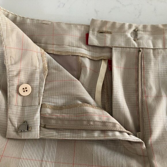 Anne Klein Vintage Check Pants in Polyester/Rayon Blend Tan, White, Orange Sz 8 - Picture 5 of 14